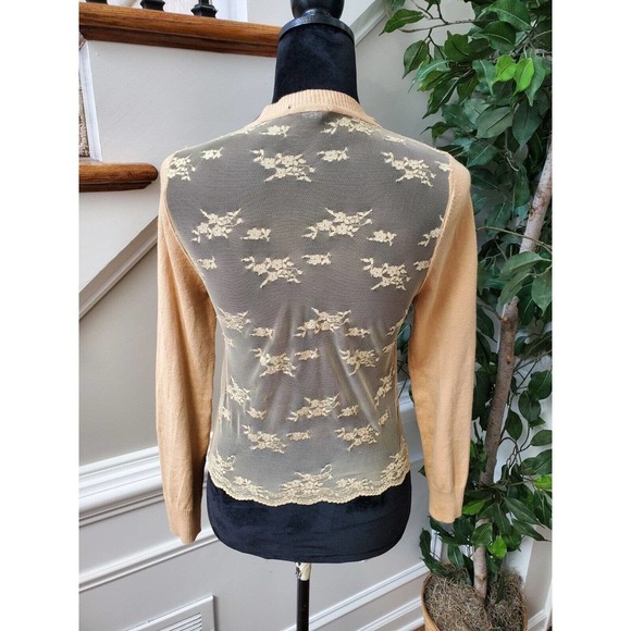 Eyeshadow Women Cream Ramie Long Sleeve Buttons Front Casual Cardigan Sweater M - Picture 5 of 8